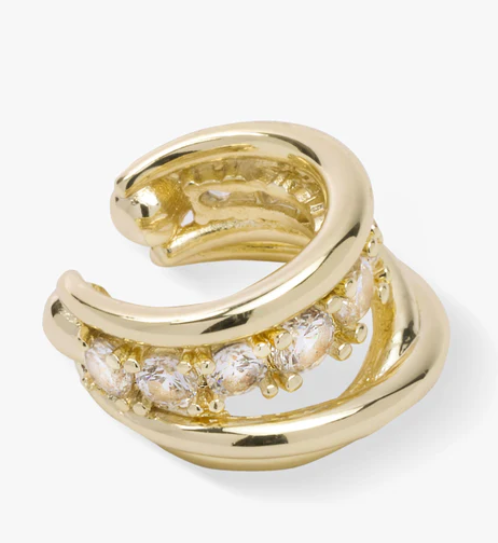 Oh She Fancy Layered Diamond Ear Cuff- Gold