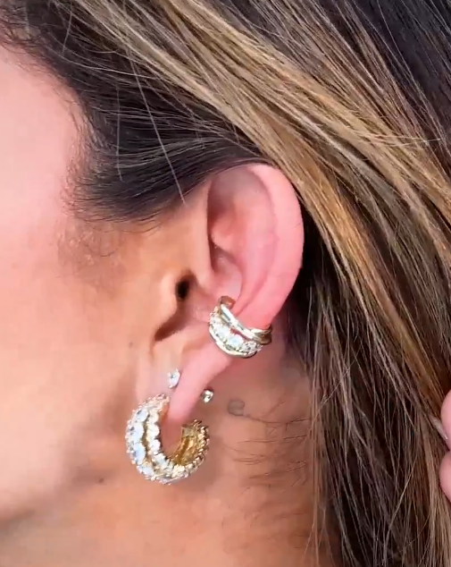 Oh She Fancy Layered Diamond Ear Cuff- Gold