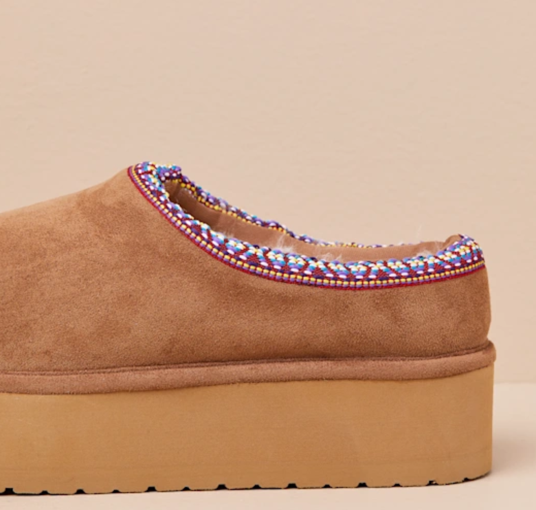 Elyse Suede Platform Slipper - Tan - 6