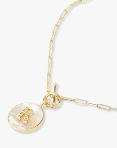 R Love Letters Medallion Necklace- GOLD