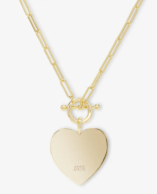 V Love Letters Heart Medallion Necklace- GOLD