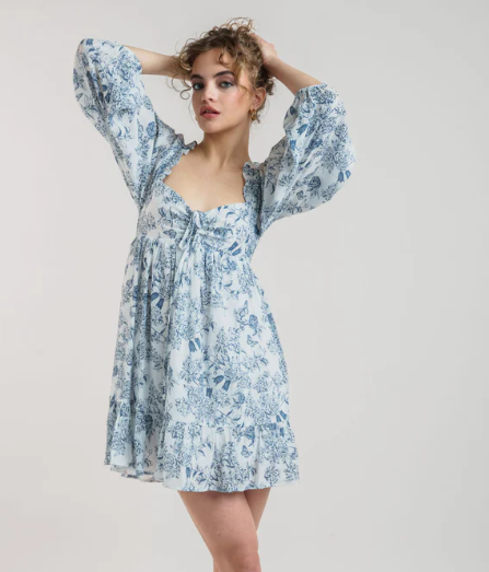 Sweet Talk Mini Dress- Weathered Indigo