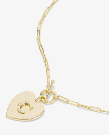 C Love Letters Heart Medallion Necklace- GOLD