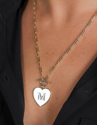 C Love Letters Heart Medallion Necklace- GOLD