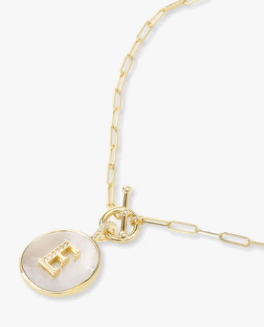 E Love Letters Medallion Necklace - GOLD