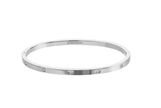 Diamond Studded Bangle Bracelet - Gold