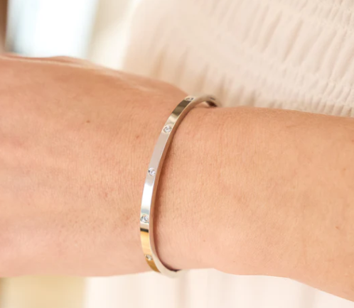 Diamond Studded Bangle Bracelet - Gold