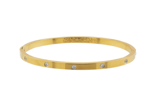 Diamond Studded Bangle Bracelet - Gold