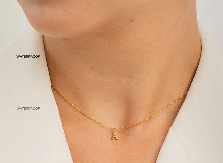 Waterproof Dainty Love Initial Necklace - C