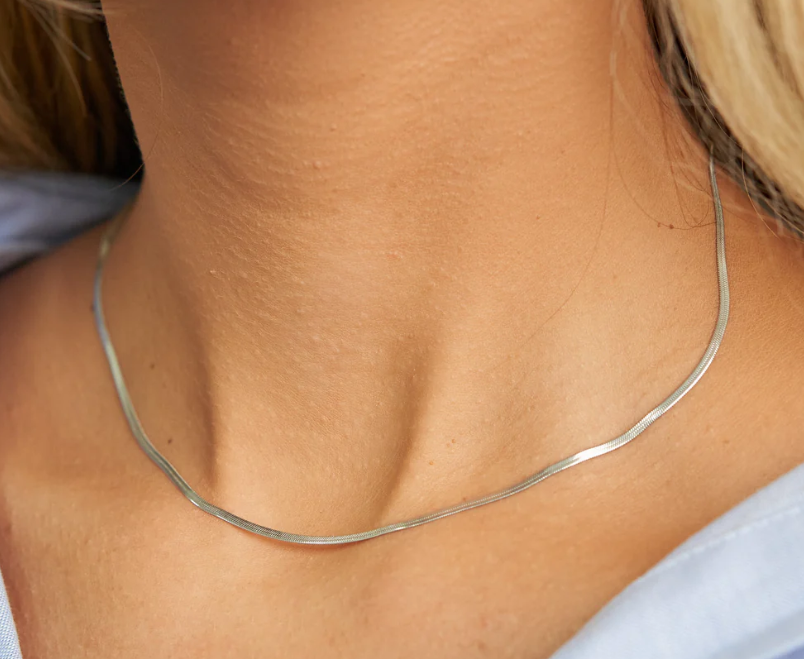 Dainty Herringbone Necklace Silver