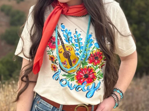 Callie Bluebonnet Howdy Tee - Natural - L