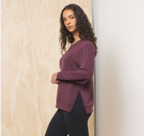 Cloud Fleece CrewNeck w/ Zipper-Merlot - M