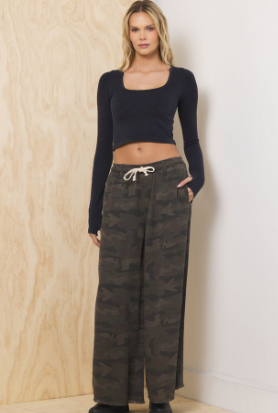 Tencel Wide Leg Pant- Camo - L