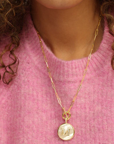M Love Letters Medallion Necklace - GOLD