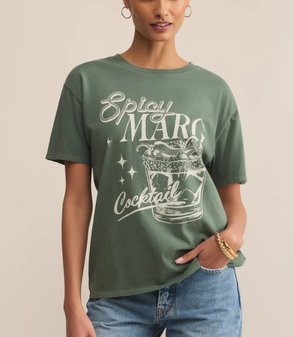 Spicy Marg Boyfriend Tee - Hunter Green - Med