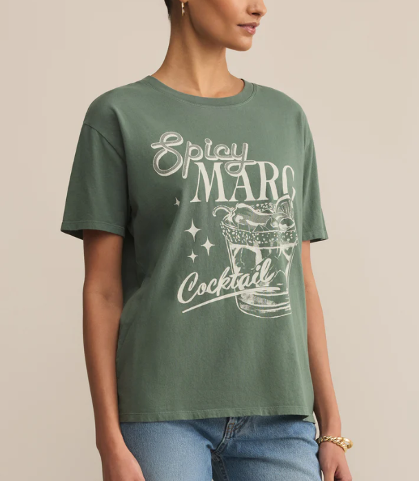 Spicy Marg Boyfriend Tee - Hunter Green - Xs