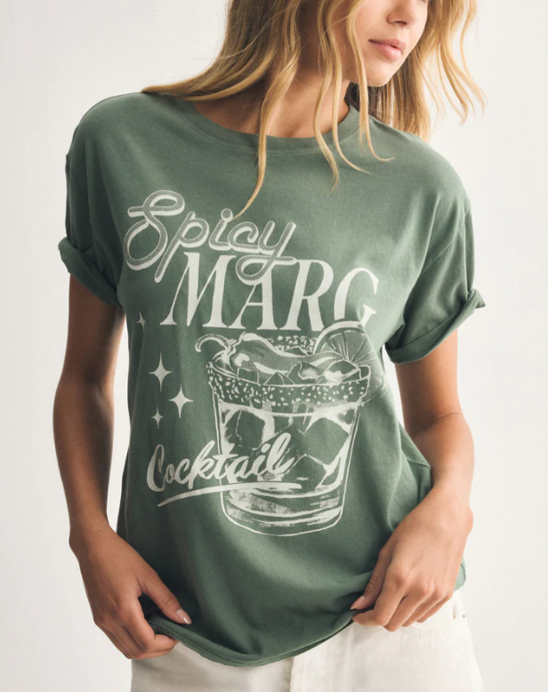 Spicy Marg Boyfriend Tee - Hunter Green