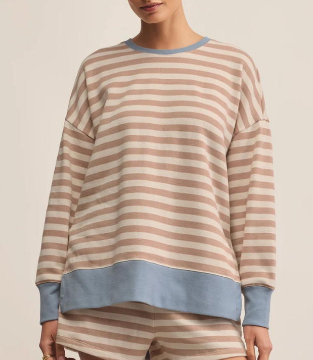 Layer Up Stripe Sweatshirt - Evening Sand - Sm