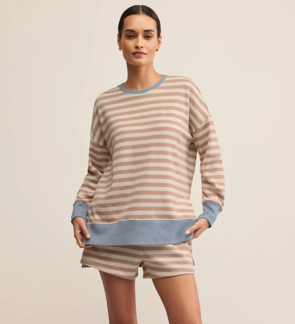 Layer Up Stripe Sweatshirt - Evening Sand