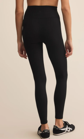 Sporty Ribbed 7/8 Legging - Black - Xs