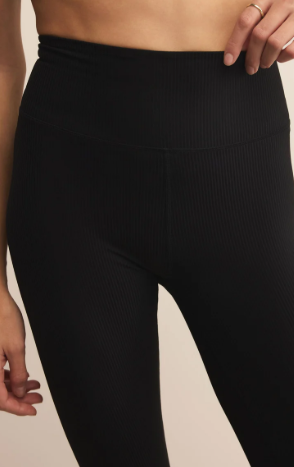 Sporty Ribbed 7/8 Legging - Black