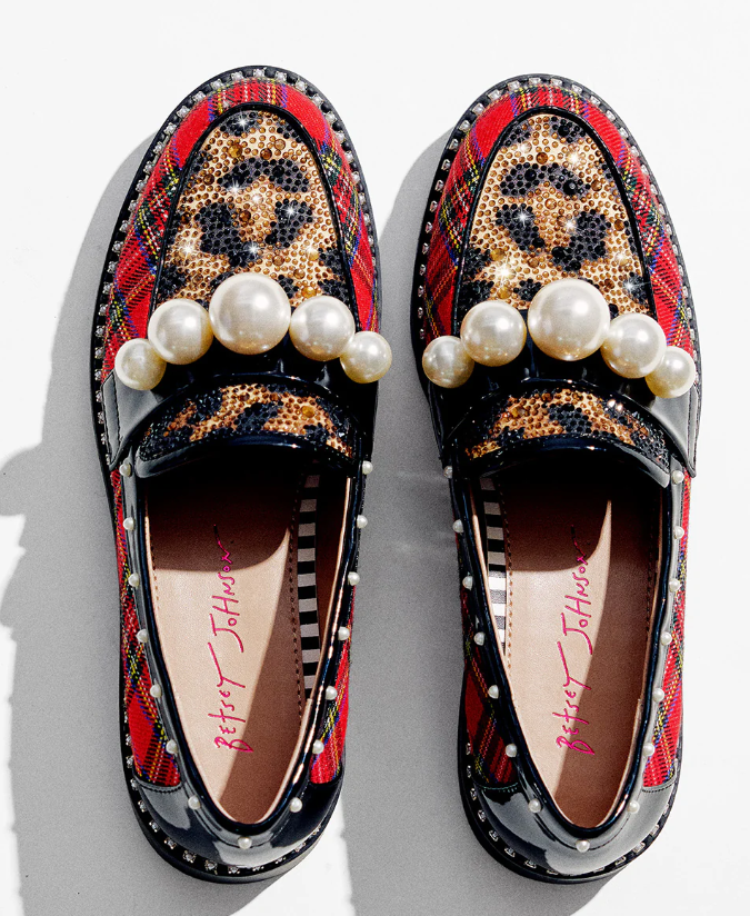 Harloe Red Plaid Embellished Platform Loafer