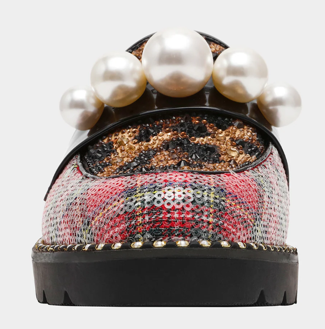 Harloe Red Plaid Embellished Platform Loafer