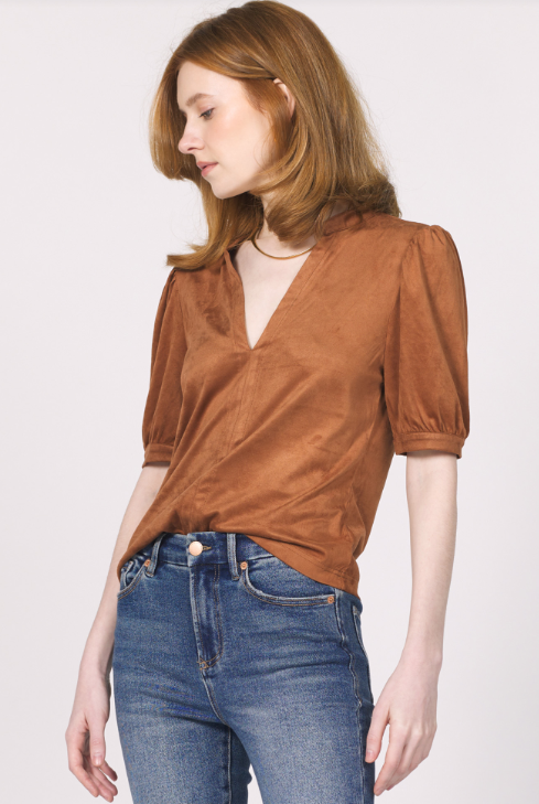 Kalia Suede Top- Brown Sugar
