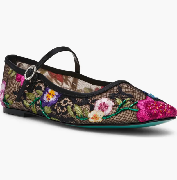 Novia Mary Jane Flat- Black Multi Floral - 9