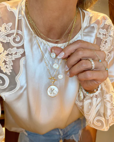 A Baby Love Letters Medallion Necklace- Silver