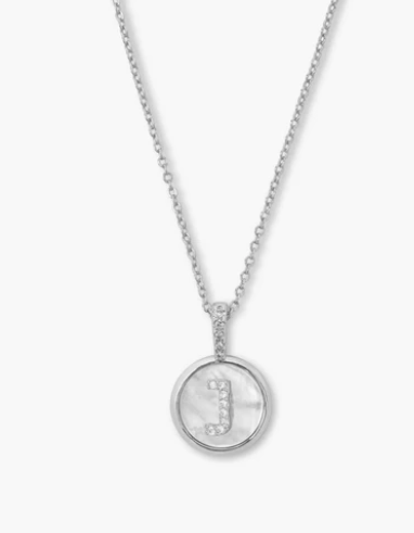 J Baby Love Letters Medallion Necklace- Silver