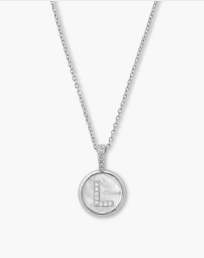 L Baby Love Letters Medallion Necklace- Silver