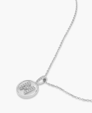 M Baby Love Letters Medallion Necklace- Silver