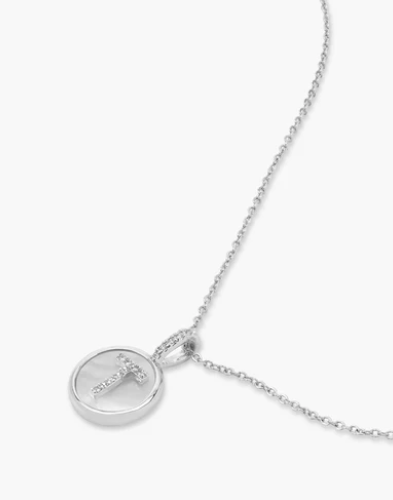 T Baby Love Letters Medallion Necklace- Silver