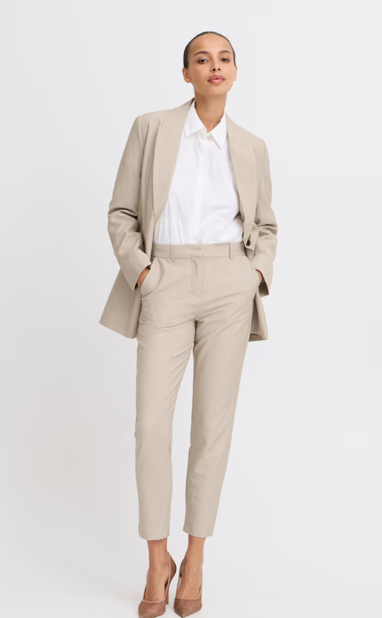 Bydanta Wide Leg Trouser- Humus Melange - 36