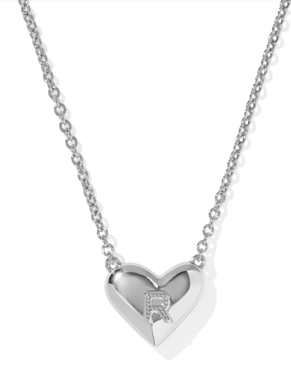 Heart Letter R Pndt Nck Rhod Ivory Mop