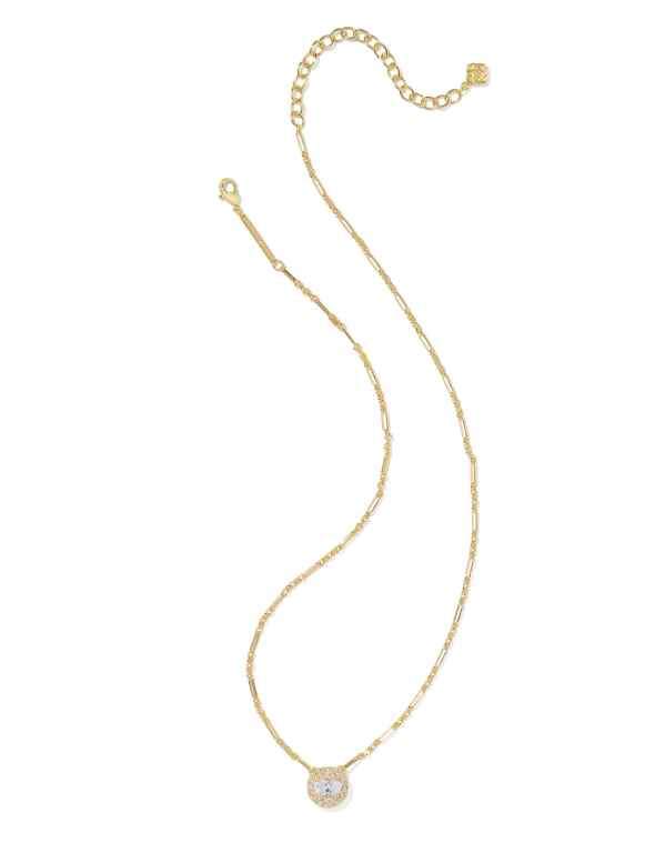 Bella Short Pendant Necklace Gold White Cz