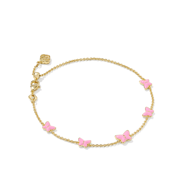 Lillia Bfly Enl Dlct Brc Gold Pink Enamel