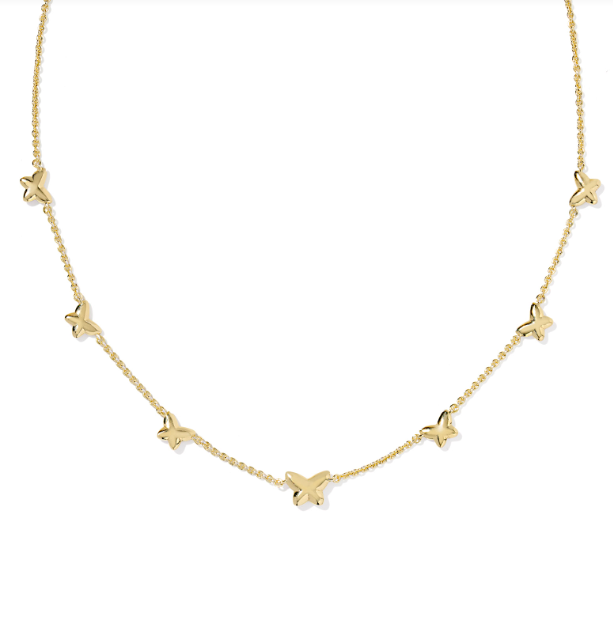 Lillia Bfly Enl Strd Nck Gold Pink Enamel