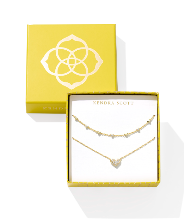 Ari Haven Hrt Nck Gft St Gold Metal White Cz