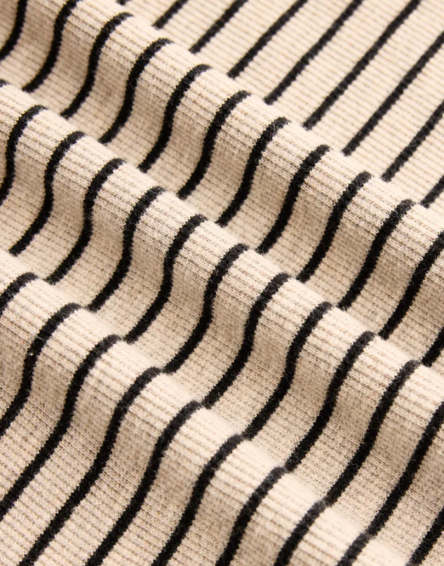 Eve Stripe Henley LS- Light Oatmeal Heather