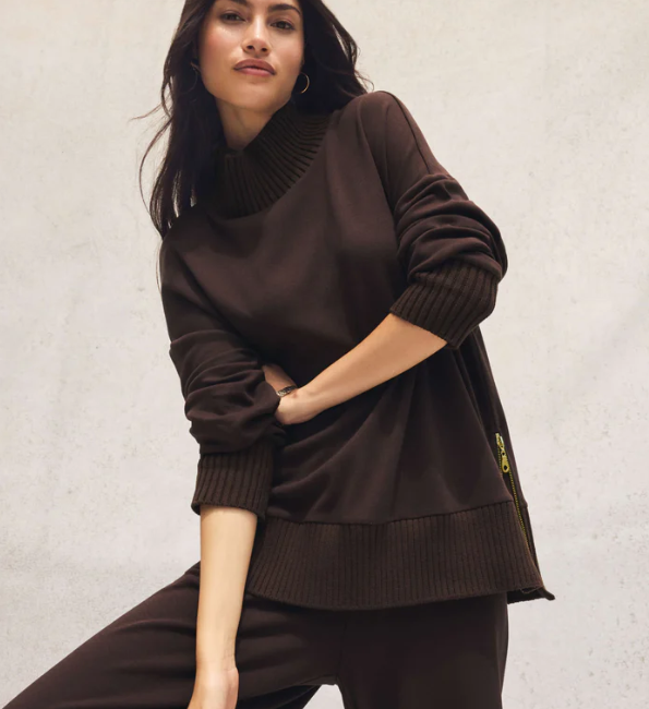 Sable Rib Sweatshirt- Chocolate Cherry - Xs