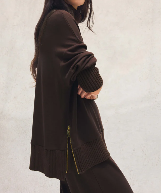 Sable Rib Sweatshirt- Chocolate Cherry - Xs