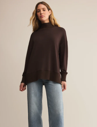 Sable Rib Sweatshirt- Chocolate Cherry - Xs