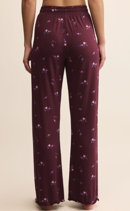 At Ease Ditsy Pant- Merlot