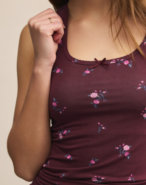 Shania Ditsy Tank- Merlot