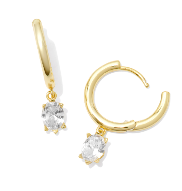 Cailin Sngl Stone Huggie Gold White Crystal