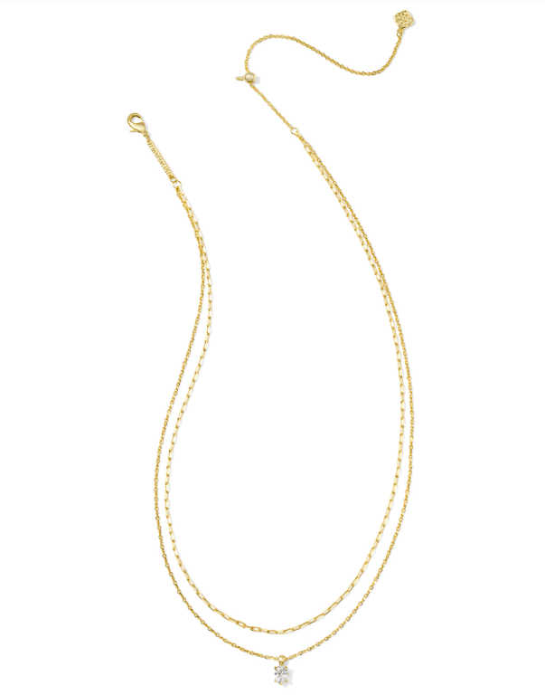 Cailin Multi Strnd Nck Gold White Crystal