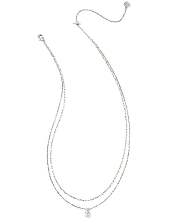 Cailin Multi Strnd Nck Rhod White Crystal