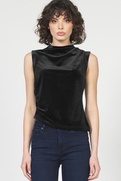 Shaunee Crew Neck Runched Sleeve Top- BLK